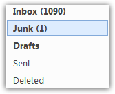 Windows Live Hotmail displays new spam in the Junk folder