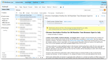 Brand new Windows Live Hotmail screenshot (2011)