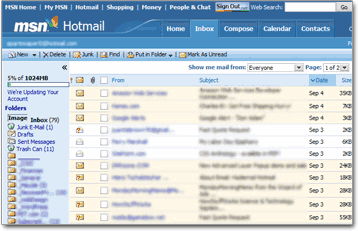 Old Hotmail.com Classic screenshot