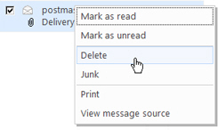 Delete Hotmail emails with a right-click