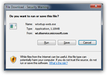 Downloading Windows Live Mail from Internet Explorer