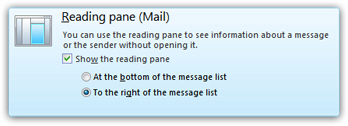 Configure the Reading Pane settings and options in Windows Live Mail