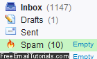 Junk mail and spam folder in a Yahoo Mail account