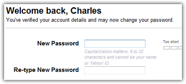 Type a new password for your Yahoo Mail email account
