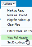 View full headers of a Yahoo Mail email message