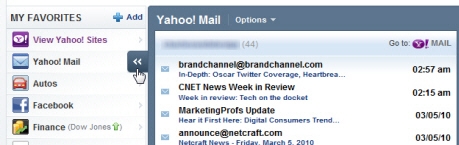 Preview new emails from the Yahoo homepage